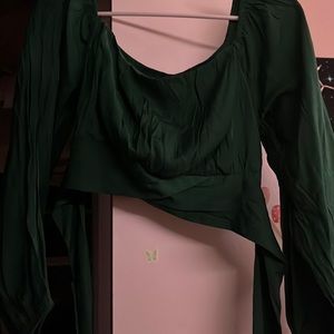 Green off the shoulder shirt